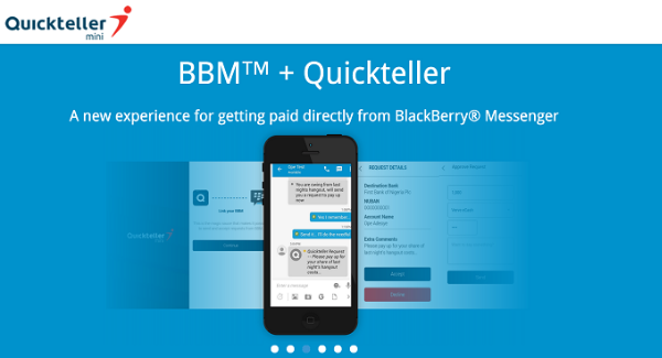 Send and Receive Money on BBM using Quickteller Mini app